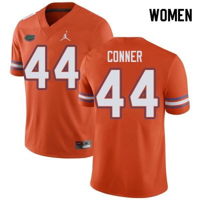 Women's Florida Gators #44 Garrett Conner NCAA Jordan Brand Orange Authentic Stitched College Football Jersey ZWQ6562TF